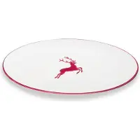 Gmundner Keramik Bordeauxr. Hirsch, Platte oval (28x21cm)