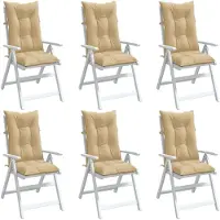 vidaXL Hochlehner-Auflagen 6 Stk. Melange Beige 120x50x7 cm Stoff