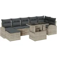 vidaXL Gartensofa-set 8 Stk. Hellgrau Poly-Rattan