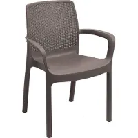 Dmora Gartenstuhl Dmoll, Gartensitz, Stuhl für Esstisch, Gartensessel mit Rattaneffekt, 100 % Italy, 54x60h82 cm, Braun