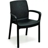 Dmora Gartenstuhl Dmoll, Gartensitz, Stuhl für Esstisch, Outdoor-Sessel in Rattan-Optik, 100 % Italy, 54x60h82 cm, Anthrazit