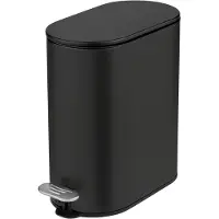 Wenko Kosmetikeimer Mod Collungo Treteimer 5l Absenkautomatik leises Schließen Metall Stahl für Badezimmer schwarz 14x28,5x29,5 cm matt mit Innenbehälter