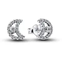 Pandora 294257C01 Damen-Ohrringe Ohrstecker Silber Funkelnder Mond