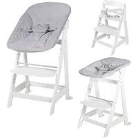 Roba Born Up Treppenhochstuhl, Set 2in1, 'Style grau', Hochstuhl mit Liegefunktion, ab Geburt