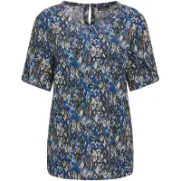 Goldner Schlupfbluse "Elegantes Halbarm Blusenshirt, Druck", Damen, Gr. 40, blau (blau, stein, gemustert), Obermaterial: 100% Viskose CV., Blusen Schlupfbluse, doppellagige Ärmel