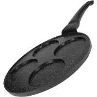 Cheffinger Pfannkuchenpfanne 26 cm für 4 Personen Marmorbeschichtet mit ergonomischem Griff Schwarz