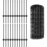 vidaXL Euro-Zaun mit Pfosten 50 x 0,6 m PVC-beschichteter Stahl Grau