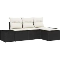 vidaXL Garten-Sofa-Set 4 stk. Schwarz und Creme Poly-Rattan