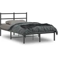 vidaXL Bettgestell mit Kopfteil Metall Schwarz 120x190 cm