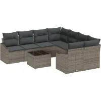 vidaXL Sofa Set 9 Stk. Grau Poly-Rattan