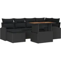 vidaXL Garten-Sofa-Set 7 Stk. Schwarz