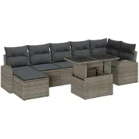 vidaXL Gartensofa-set 8 Stk. Grau Poly-Rattan