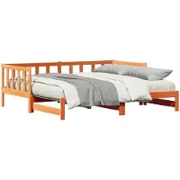 vidaXL Tagesbett mit Ausziehbett Wachsbraun 203,5 x 184 x 66 cm