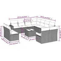 vidaXL 12-tlg. Garten-Sofagarnitur mit Kissen Beige Poly Rattan