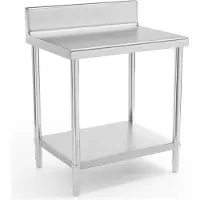 Helloshop26 Arbeitstisch für professionelle Küche aus Edelstahl 80 x 60 cm mit Rand Tragfähigkeit von