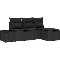 vidaXL Garten-Sofa-Set 4 stk. Schwarz Poly-Rattan