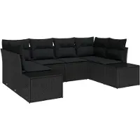 vidaXL Gartensofa-set 6 stk. Schwarz Poly-Rattan
