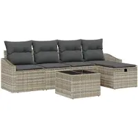 vidaXL Sofa Set 6 stk. Hellgrau Poly-Rattan
