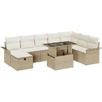 vidaXL Gartensofa-set 9 stk. Beige Poly-Rattan
