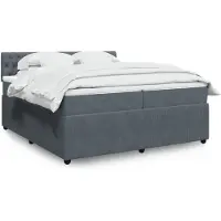 vidaXL Boxspringbett mit Matratze Dunkelgrau 200x200 cm Samt