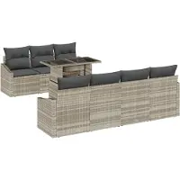 vidaXL Gartensofa-set 8 Stk. Hellgrau Poly-Rattan