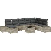 vidaXL Gartensofa-set 9 stk. Hellgrau Poly-Rattan