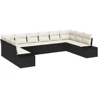 vidaXL Gartensofa-set 10 Stk. Schwarz Poly-Rattan