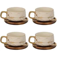 Intirilife Teetasse mit Holz Untersetzer
