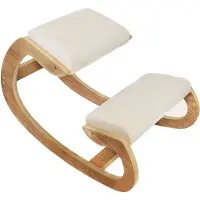 MonsterShop Ergonomischer Kniestuhl aus Eichenholz, Beige, mit bogenförmiger Basis und 2 Handgelenkauflagen, 85x54.5x55cm