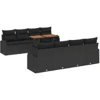 vidaXL Garten-Sofa-Set mit Kissen 7 pcs Schwarz