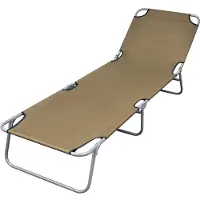 Helloshop26 - Klappbarer Liegestuhl Sonnenliege Gartenbett Terrassenmöbel mit verstellbarer Rückenlehne taupe 02_0012861