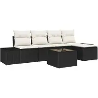 vidaXL Garten-Sofa-Set 5 stk. Braun und Creme Poly-Rattan