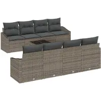 vidaXL Sofa Set 7 Stk. Grau Poly-Rattan