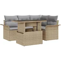 vidaXL Gartensofa-set 5 Stk. Beige Poly-Rattan