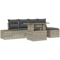 vidaXL Gartensofa-set 6 Stk. Hellgrau Poly-Rattan