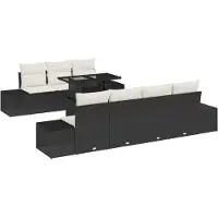 vidaXL Sofa Set 8 Stk. Schwarz und Creme Poly-Rattan