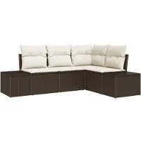 vidaXL Gartensofa-set 4 stk. Braun und Creme Poly-Rattan