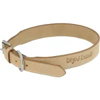 Diego & Louna Natural Leather Dog Necklace Beige 55 cm