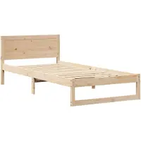 vidaXL Bettrahmen mit Kopfteil Natur 90 x 190 cm Massives Kiefernholz