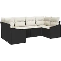 vidaXL Gartensofa-set 6 stk. Schwarz und Creme Poly-Rattan