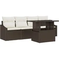 vidaXL Gartensofa-set 5 Stk. Braun und Creme Poly-Rattan