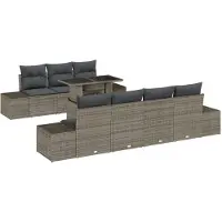 vidaXL Sofa Set 8 stk. Grau Poly-Rattan