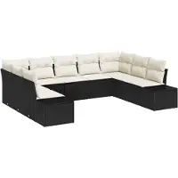 vidaXL Gartensofa-set 9 stk. Schwarz Poly-Rattan