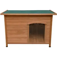 Monster Große Hundehütte aus Tannenholz, Braun, 115.5x78.5x80cm, für Innen & Außen, erhöhter Boden