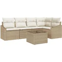 vidaXL Gartensofa-set 6 Stk. Beige und Creme Poly-Rattan
