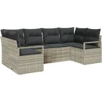 vidaXL Sofa Set 6 Stk. Hellgrau [Synthetisch]: Poly Rattan