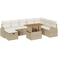 vidaXL Gartensofa-set 9 stk. Beige Poly-Rattan