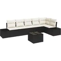 vidaXL Gartensofa-set 7 stk. Schwarz und Creme Poly-Rattan
