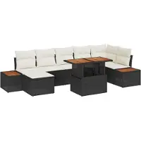 vidaXL Gartensofa-set 8 Stk. Schwarz und Beige