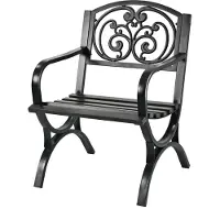 Relaxdays Gartenstuhl, mit Armlehnen, extra breit, Metall, Gartensessel antik, Vintage, HBT: 85,5 x 60 x 56 cm, schwarz